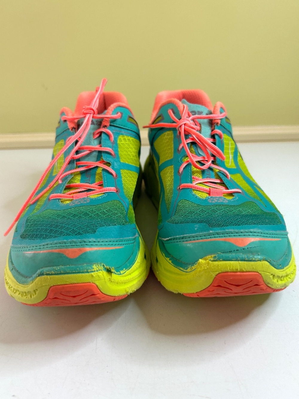 HOKA Clifton Women’s Running Sneakers Green And Orange - Picture 5 of 10